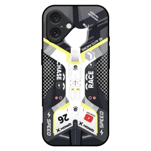 Creative Artwork Minimal Build Texture Car Enthusiast Glass Case for iPhone 16 Plus