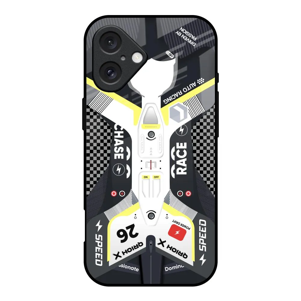 Car Enthusiast Glass Case for iPhone 16 Minimal Feel Polished Texture Finish