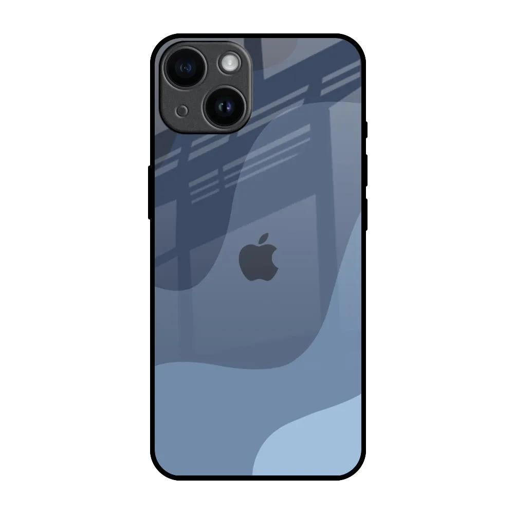 Scratch Guard Printed Artwork Navy Blue Ombre Glass Case for iPhone 14
