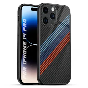 Minimal Texture Durable Pattern Texture Carbon Inspired Glass Case for iPhone 14 Pro
