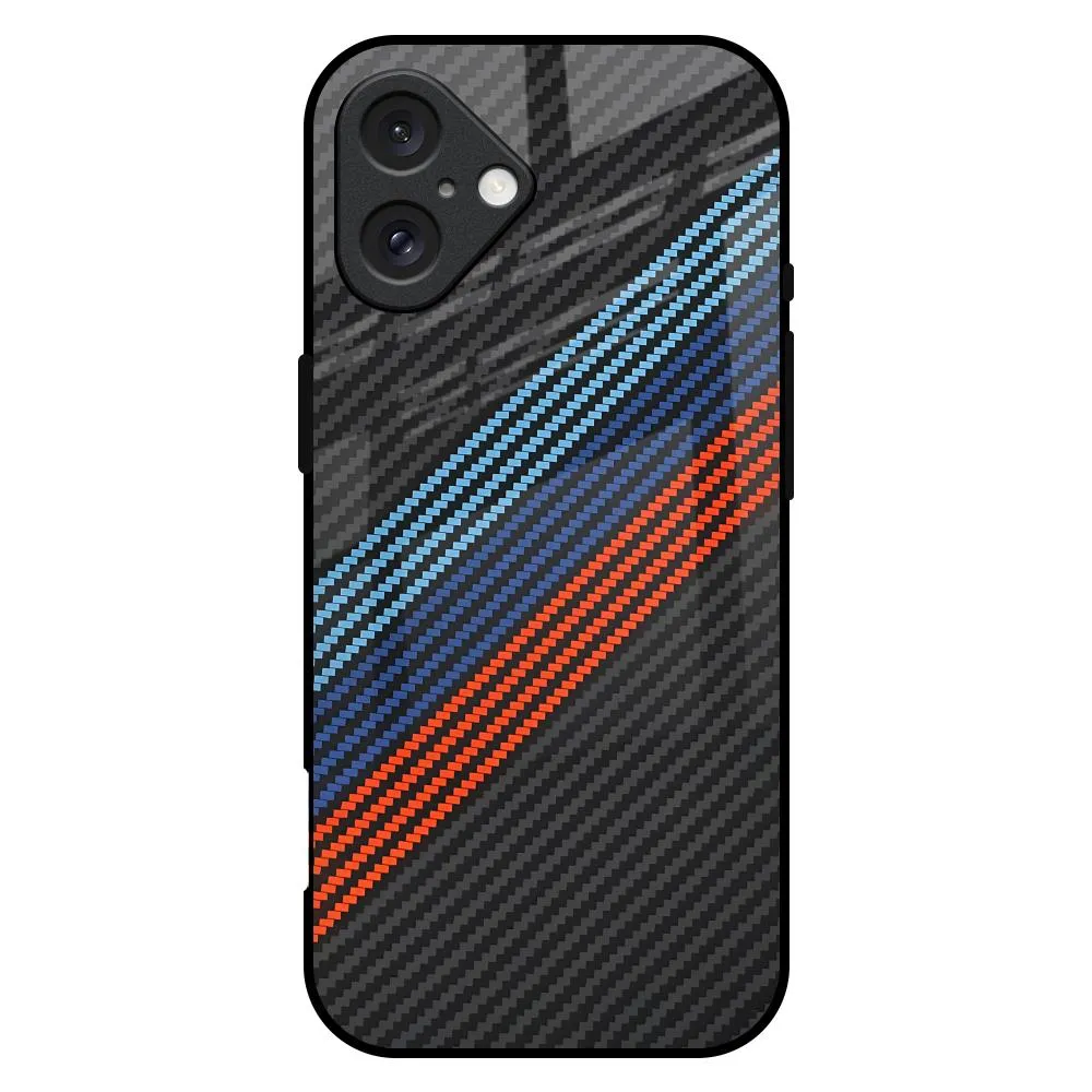 Wireless Compatible Creative Design Carbon Inspired Glass Case for iPhone 16 Plus