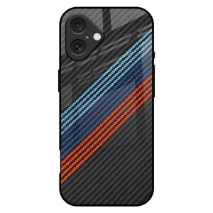 Wireless Compatible Creative Design Carbon Inspired Glass Case for iPhone 16 Plus