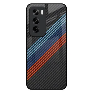 Carbon Inspired Glass Case for Oppo Reno 12 5G Trendy Pattern Minimal Feel