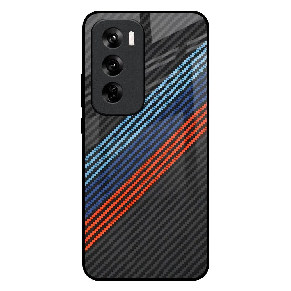 Carbon Inspired Glass Case for Oppo Reno 12 5G Trendy Pattern Minimal Feel