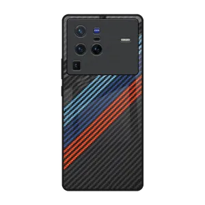 Elegant Craft Hybrid Frame Carbon Inspired Glass Case for Vivo X80 Pro 5G