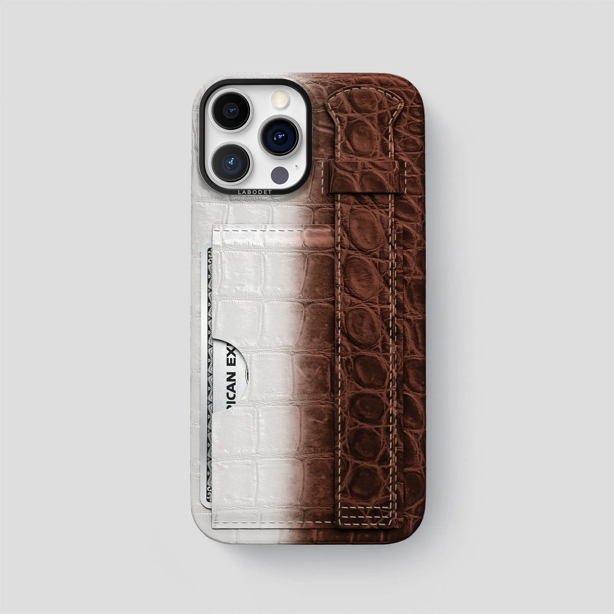 Cardholder Strap Case For iPhone 15 Pro Max In Himalayan Crocodile Protective Form Texture Premium Feel Layer