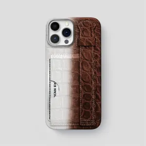 Cardholder Strap Case For iPhone 15 Pro Max In Himalayan Crocodile Matte Guard