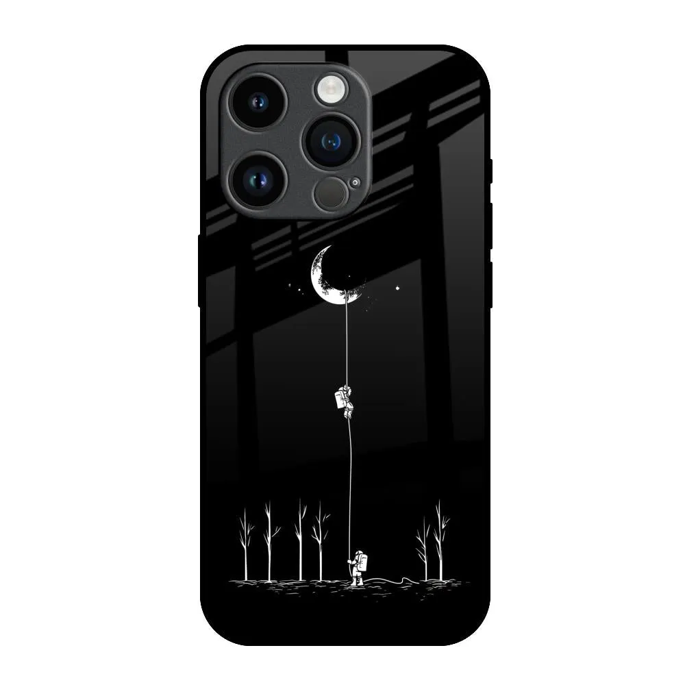 Catch the Moon Glass Case for iPhone 14 Pro Smooth Pattern