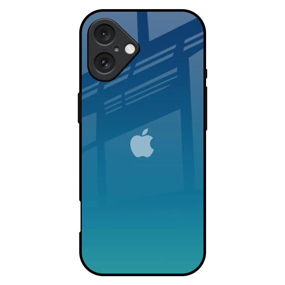 Protective Quality Clear Finish Celestial Blue Glass Case For iPhone 16 Plus