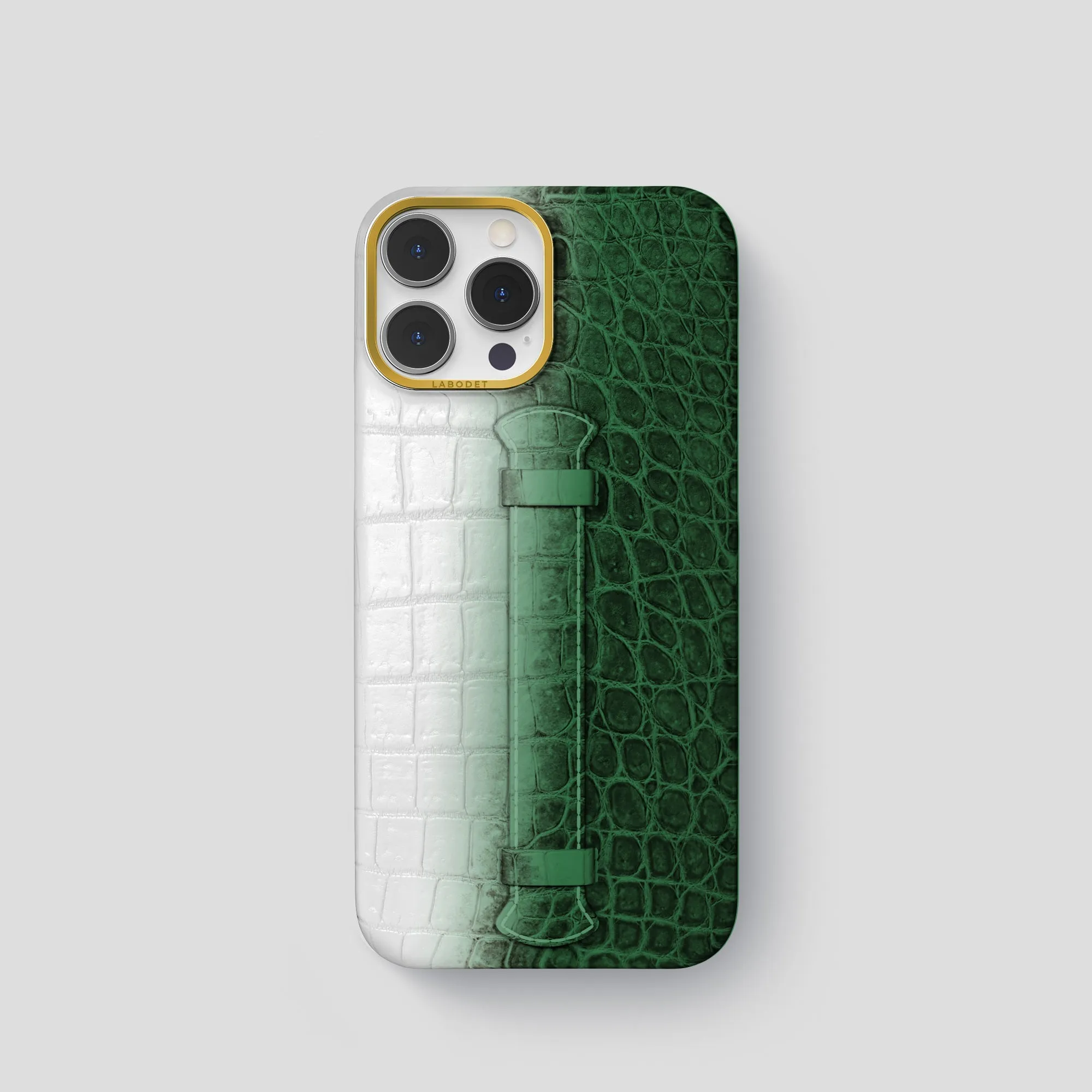Center Handle For iPhone 15 Pro In Himalayan Crocodile Textured Surface
