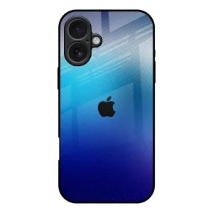 Blue Rhombus Pattern Glass Case for iPhone 17 Polished Edge Protective Edge Layer