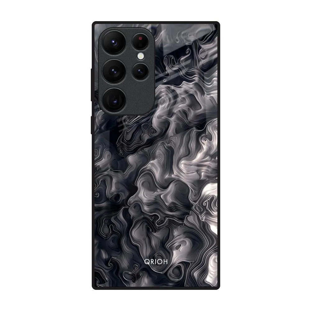 Elegant Look Clear Pattern Cryptic Smoke Glass Case for Samsung Galaxy S22 Ultra 5G