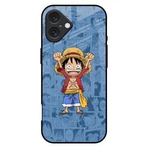 Chubby Anime Glass Case for iPhone 16 Plus Compact Protection