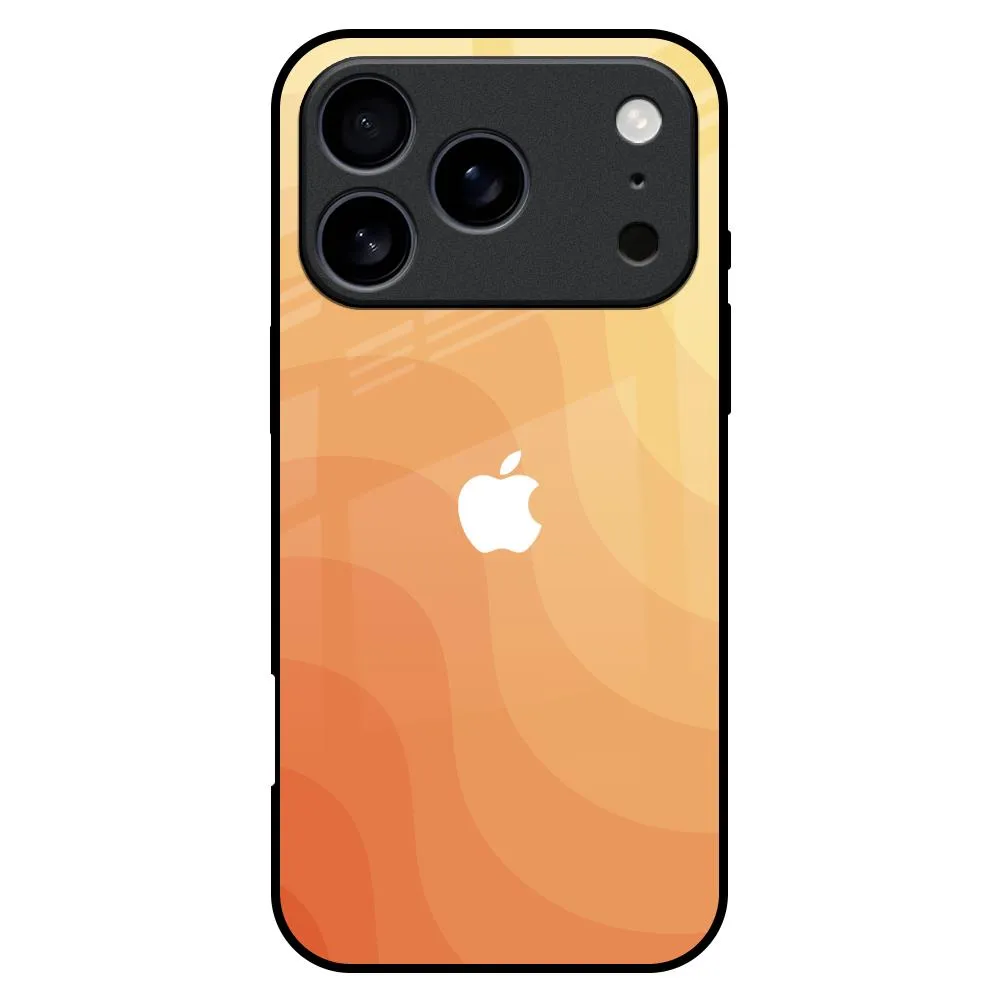 Orange Curve Pattern Glass Case for iPhone 17 Pro Max Gloss Finish Design