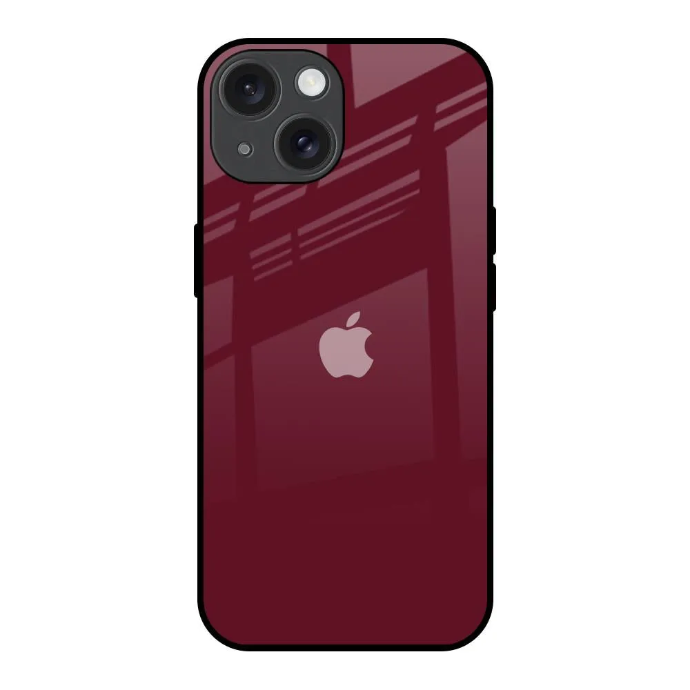 Classic Burgundy Glass Case for iPhone 15 Protective Touch