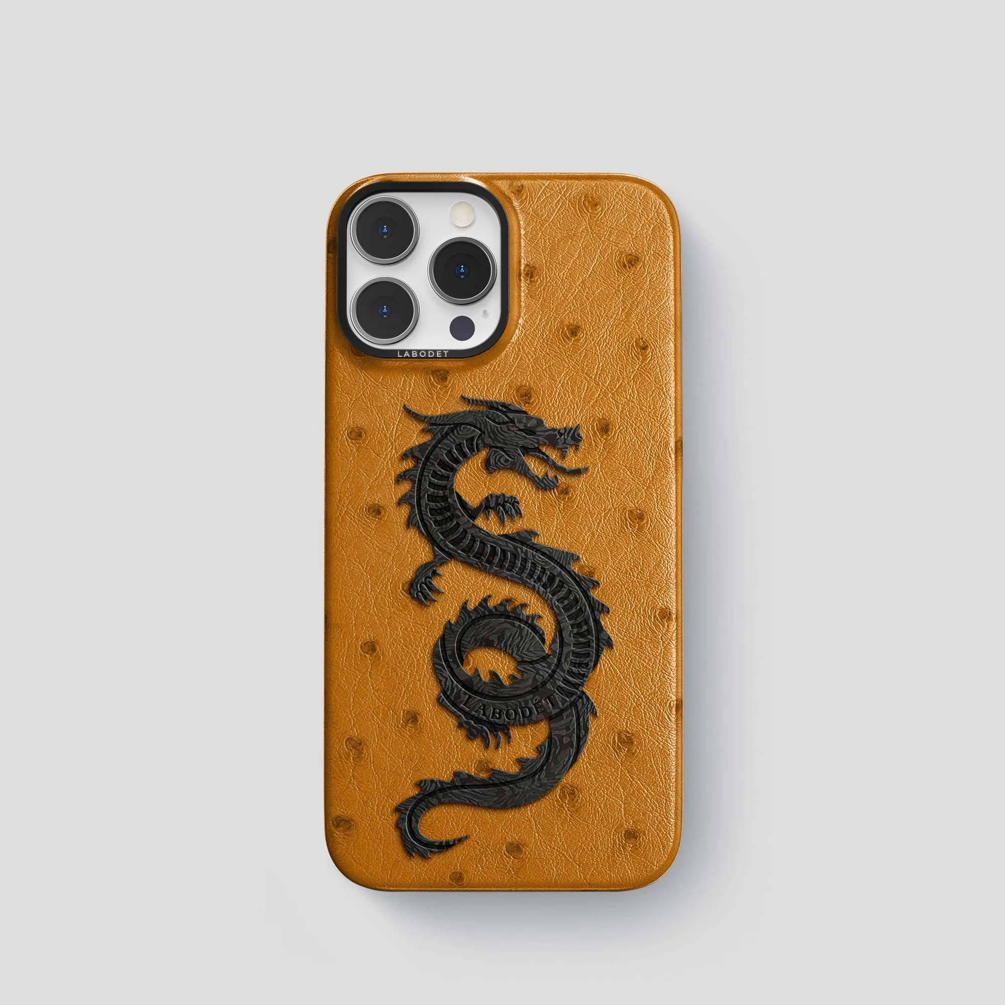 Shock absorption Simple Texture Classic Case with Carbon Dragon For iPhone 15 Pro In Ostrich