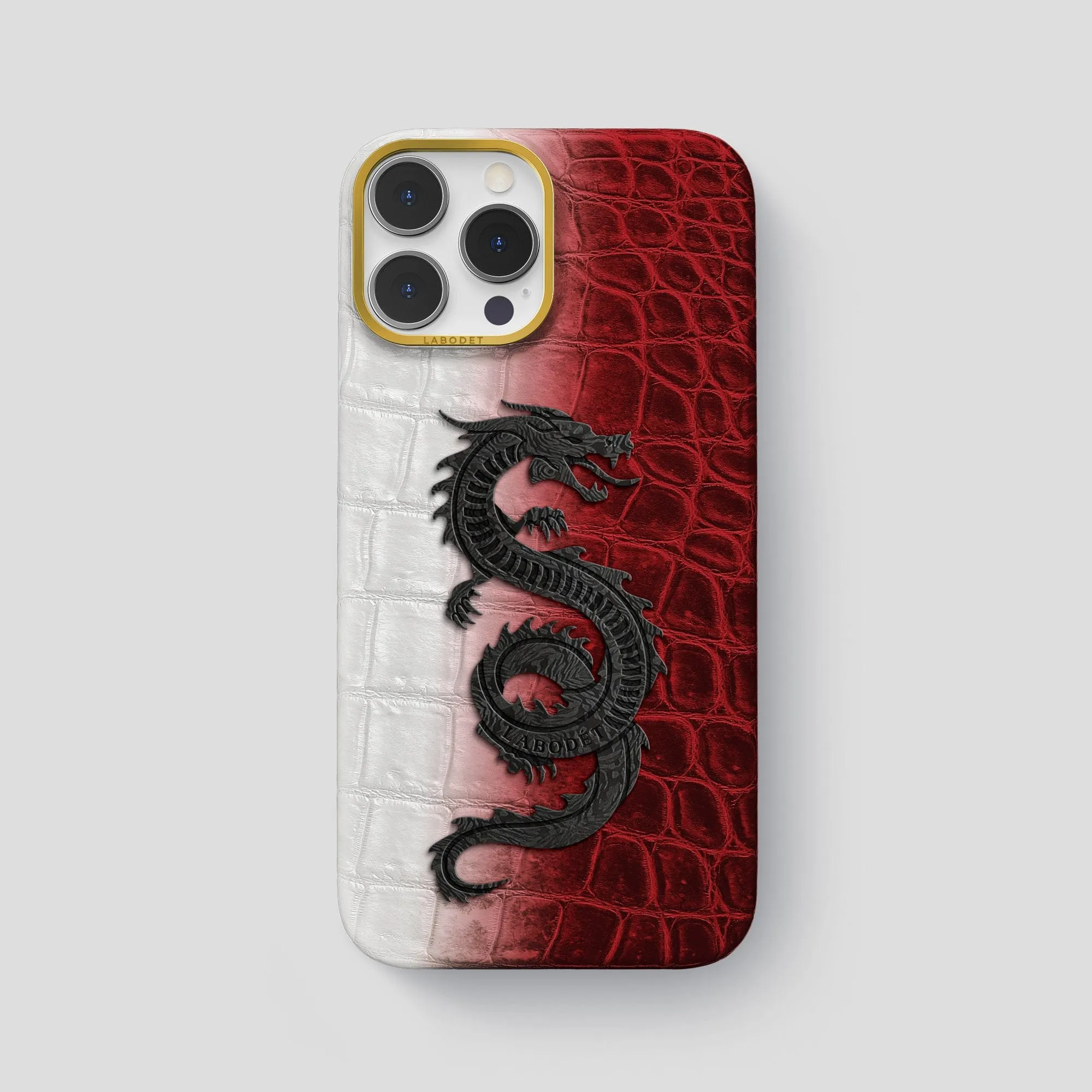 Classic Case With Carbon Dragon For iPhone 15 Pro Max In Himalayan Crocodile Simple Finish