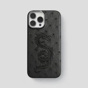 Classic Case With Carbon Dragon For iPhone 15 Pro Max In Ostrich Creative Design Matte Layer