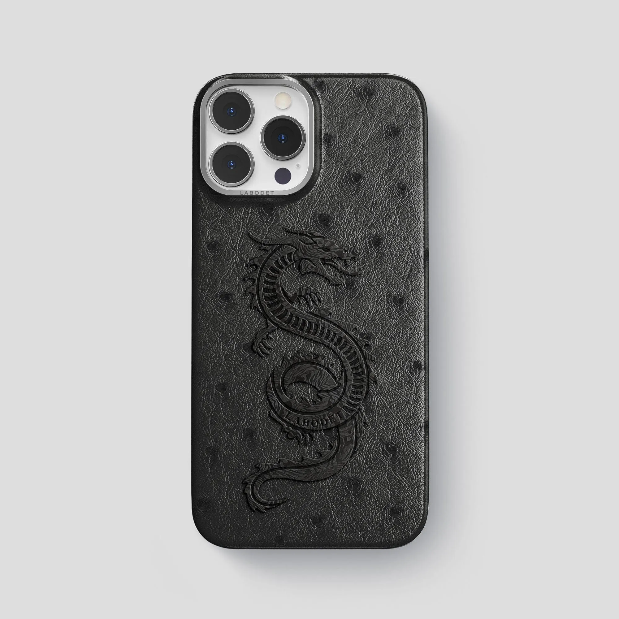 Classic Case With Carbon Dragon For iPhone 15 Pro Max In Ostrich Creative Design Matte Layer