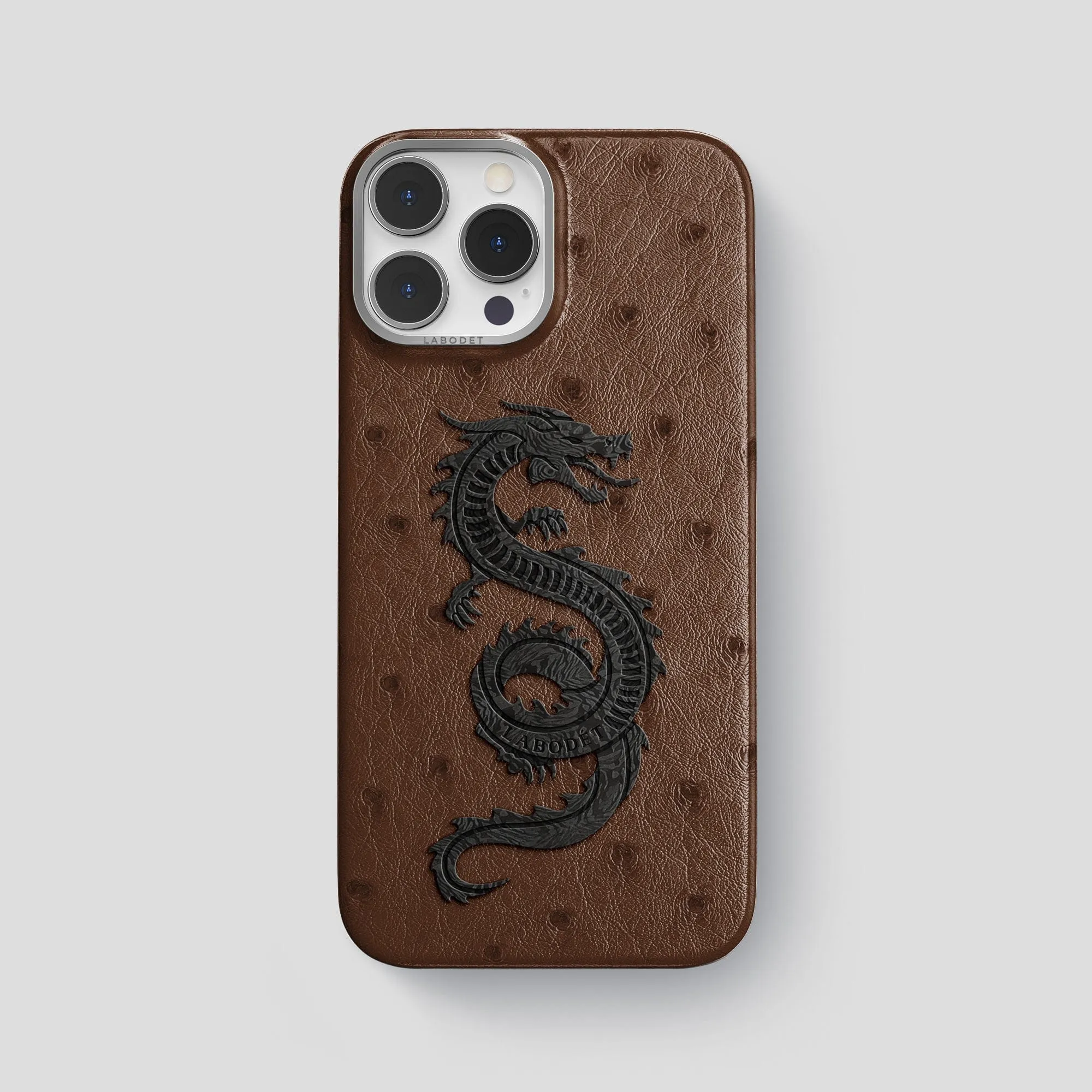 Classic Case With Carbon Dragon For iPhone 15 Pro Max In Ostrich Smooth Outline