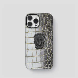 Classic Case With Carbon Skull For iPhone 15 Pro In Himalayan Crocodile Comfort Pattern Texture Everyday Protection