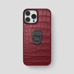 Luxury Texture Design Classic Case With Carbon Skull For iPhone 15 Pro Max In Alligator
