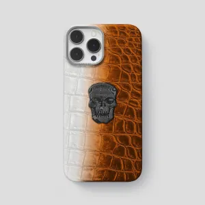 Classic Case With Carbon Skull For iPhone 15 Pro Max In Himalayan Crocodile Polished Surface Vibrant pattern
