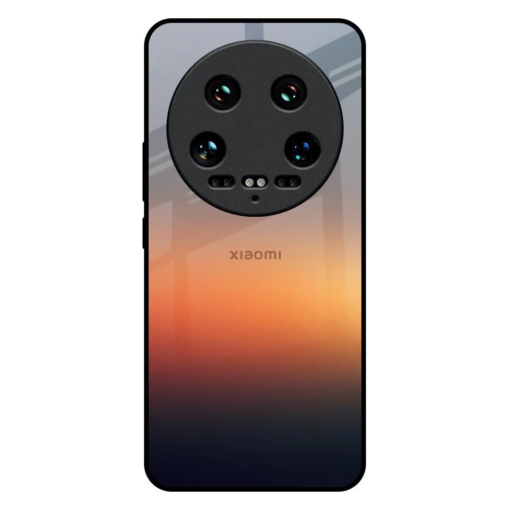 Aesthetic Orange Glass Case for Mi 14 Ultra 5G Creative Artwork Edge Shield