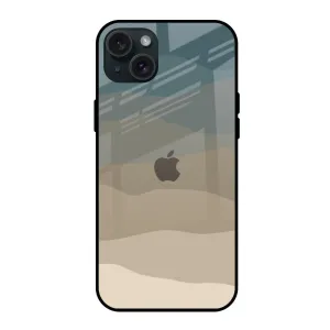 Smooth Layer Texture Elegant Texture Abstract Mountain Pattern Glass Case for iPhone 15 Plus