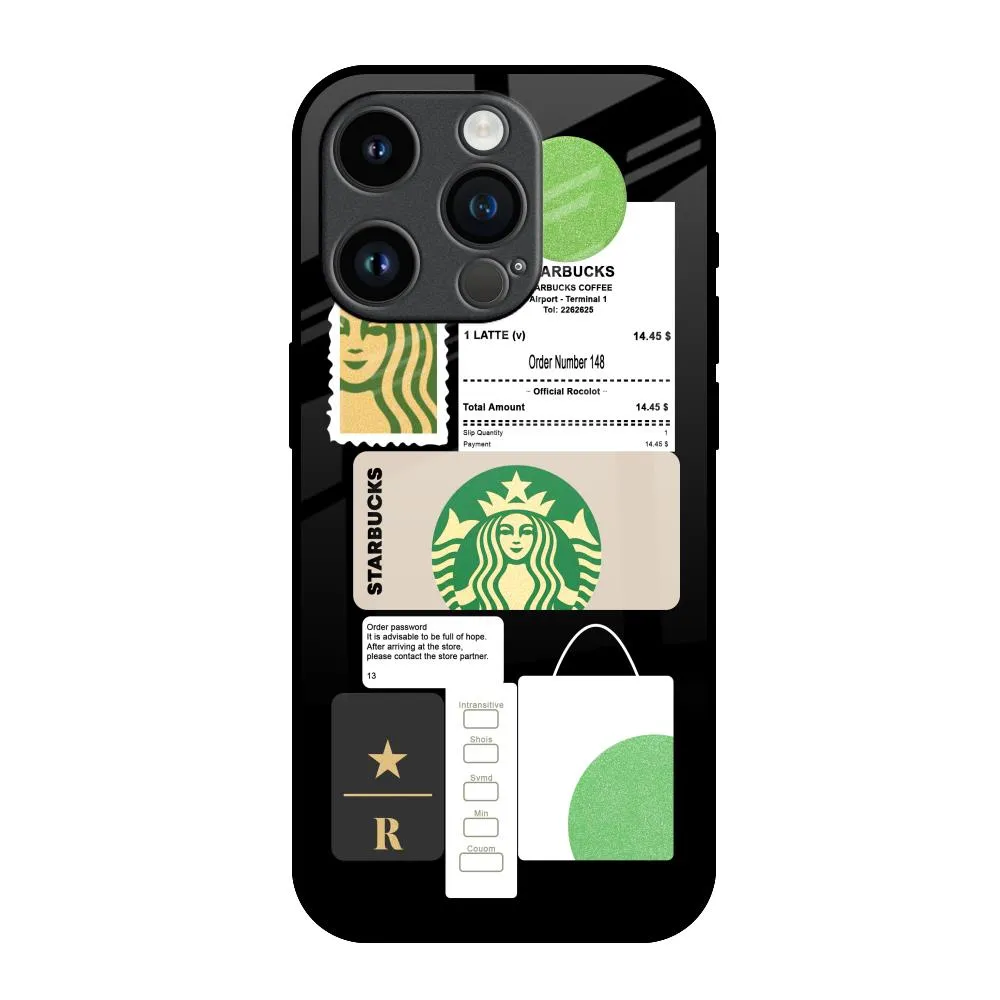 Printed Graphic Minimal Build Texture Coffee Latte Glass Case for iPhone 14 Pro