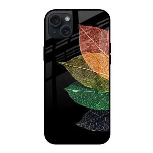 Colorful Leaves Glass Case for iPhone 15 Plus Stylish Finish
