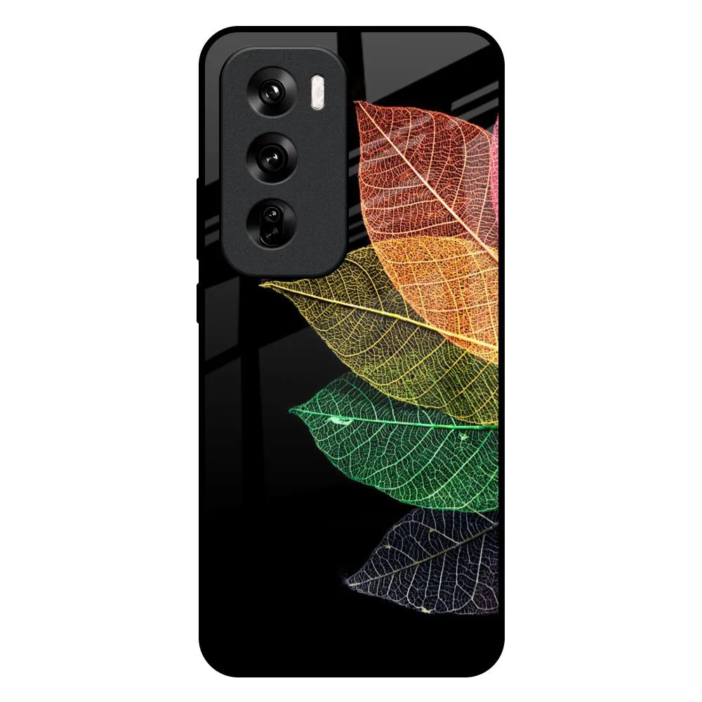 Light Build Colorful Leaves Glass Case for Oppo Reno 12 Pro 5G