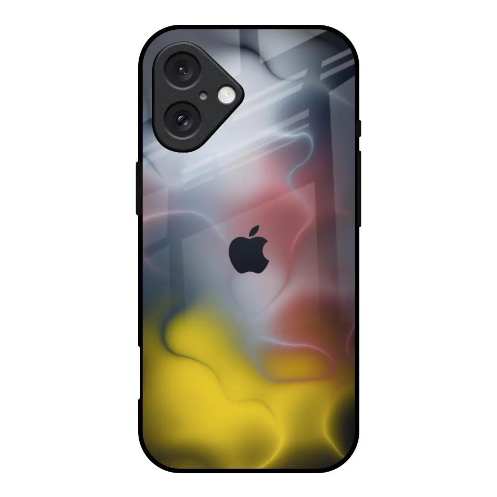 Colorful Smoke Glass Case for iPhone 16 Creative Pattern Matte Coating Finish