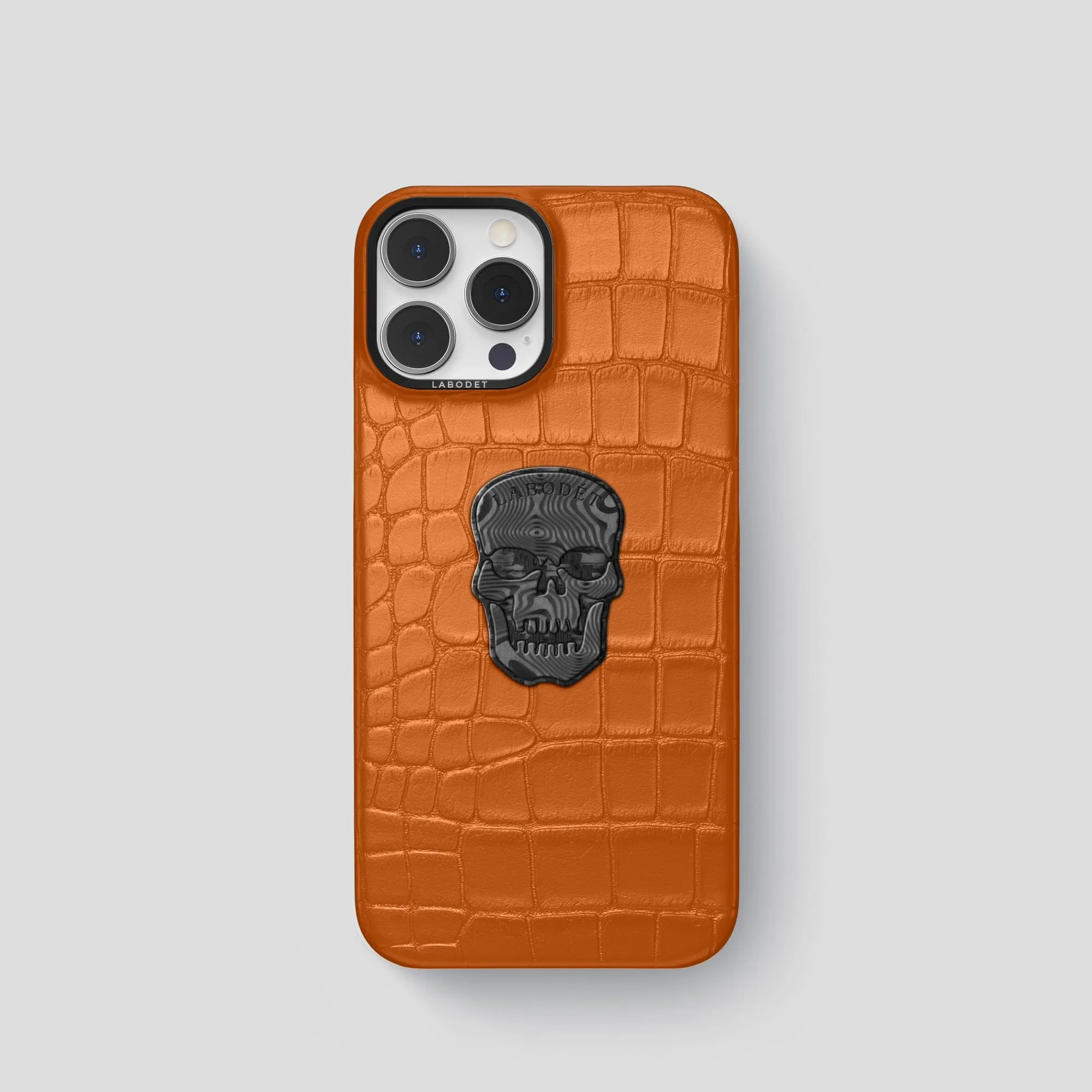 Modern Detail Printed Artwork Classic Case With Carbon Skull For iPhone 15 Pro In Alligator