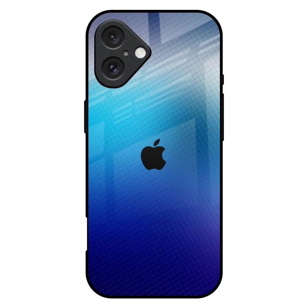 Matte Detail Blue Rhombus Pattern Glass Case for iPhone 16 Plus