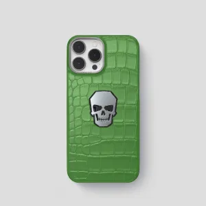 Stylish grip Classic Case With Titanium Skull For iPhone 15 Pro In Alligator