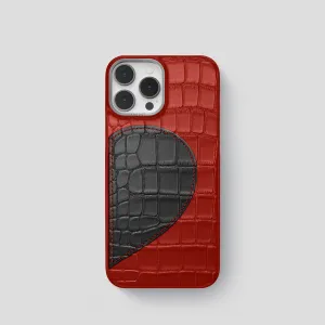 Creative Form Durable Texture Classic Case With Half Heart - Left For iPhone 15 Pro In Alligator