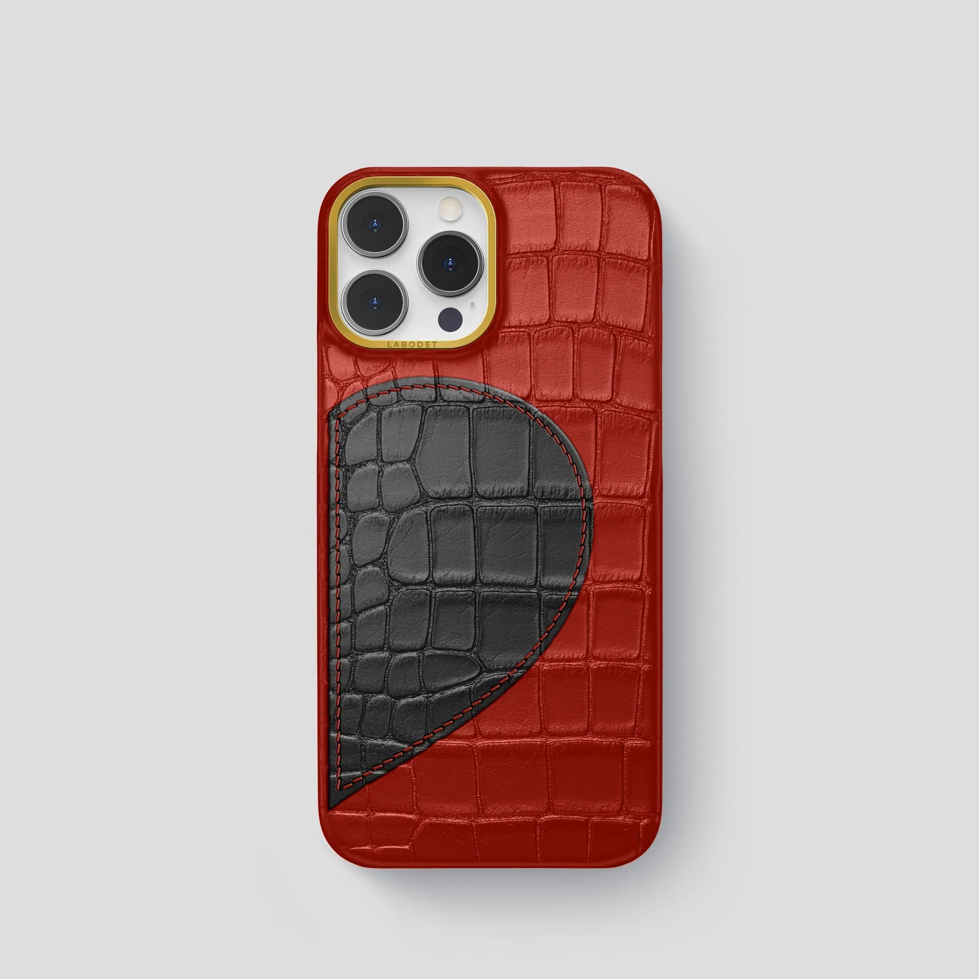 Compact Feel Classic Case With Half Heart - Left For iPhone 15 Pro In Alligator