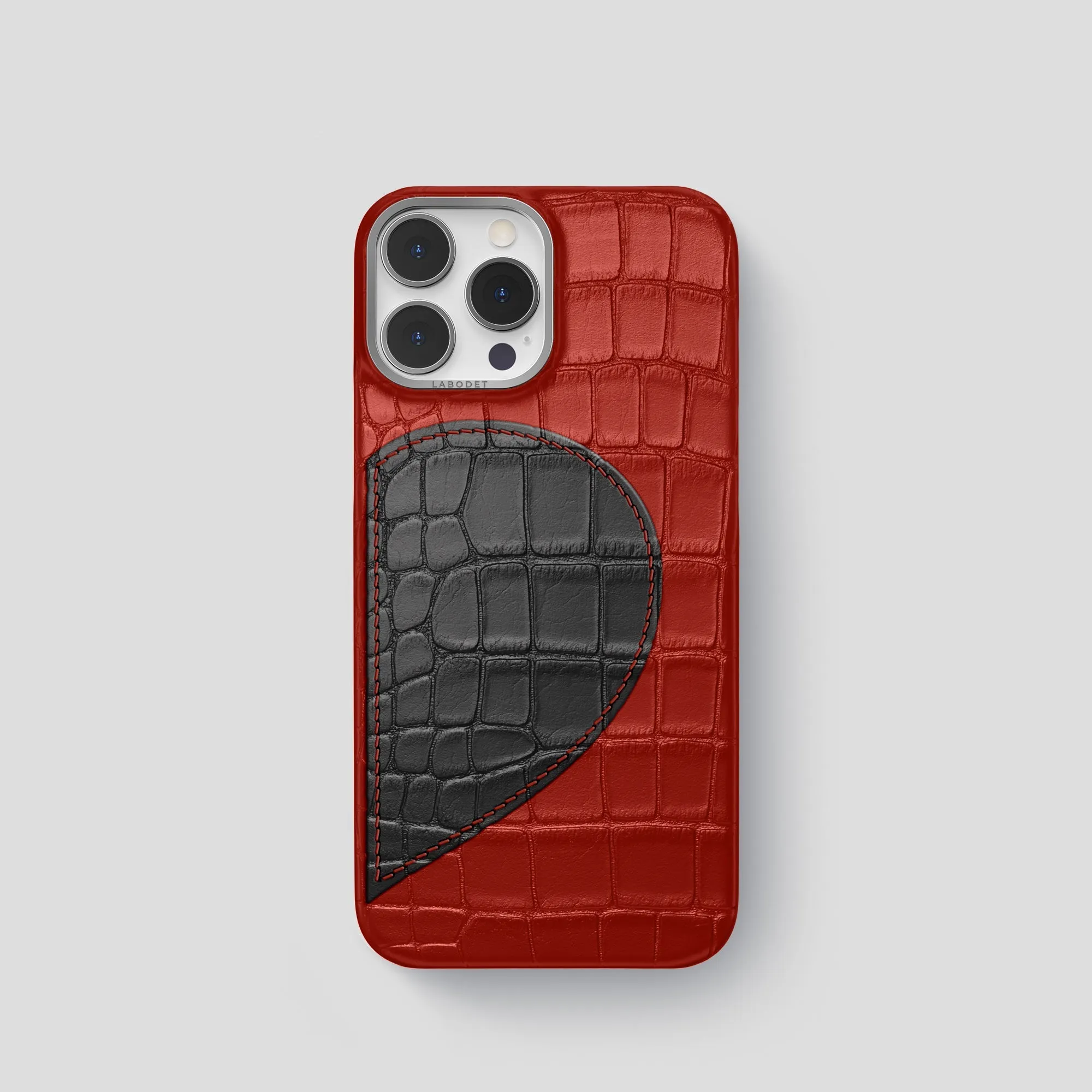 Creative Form Durable Texture Classic Case With Half Heart - Left For iPhone 15 Pro In Alligator