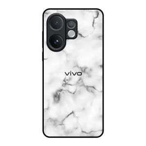 Creative Artwork Satin White Marble Glass Case for Vivo V60 5G