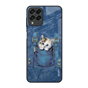 Kitty In Pocket Glass Case For Samsung Galaxy M53 5G Comfort Style Scratch Barrier