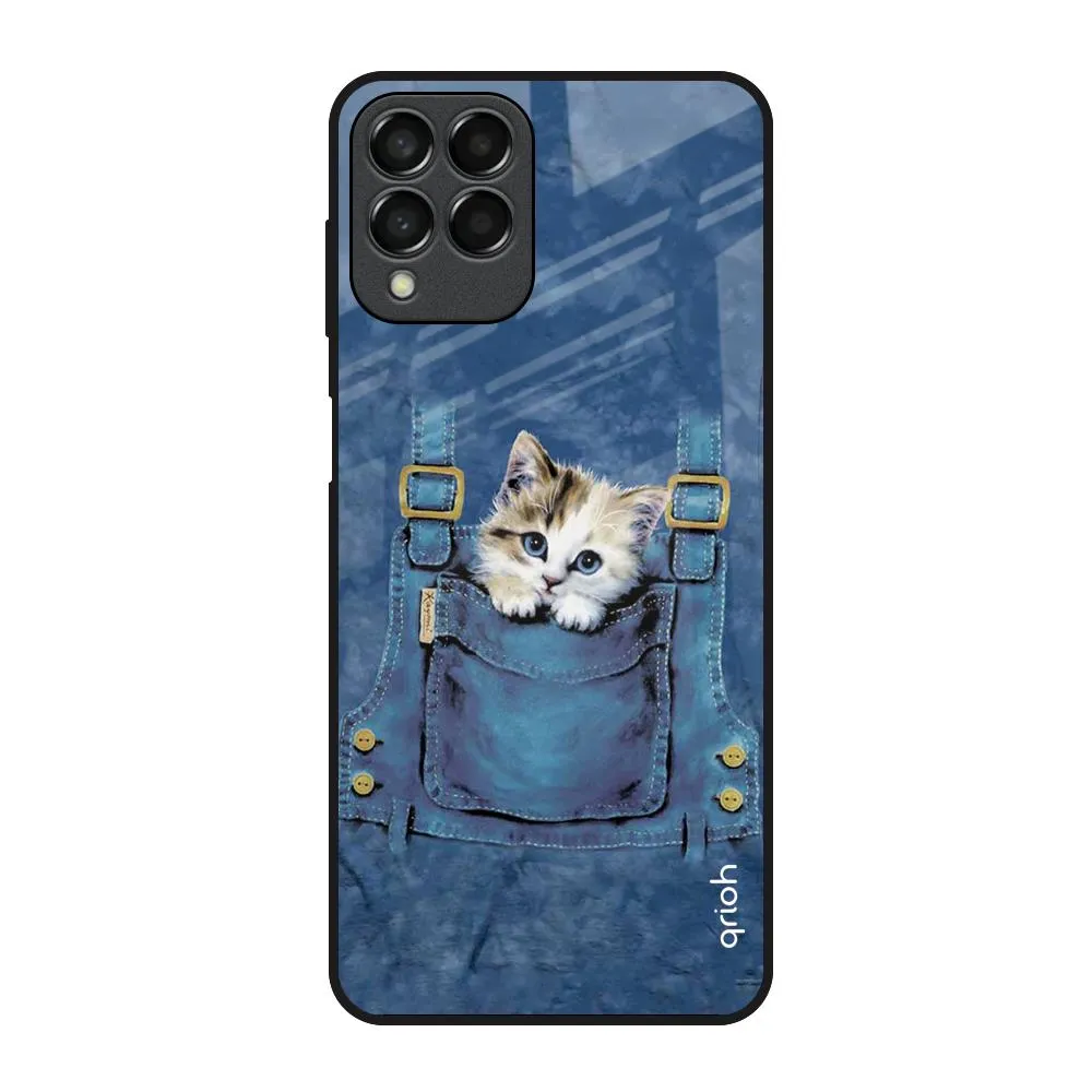 Kitty In Pocket Glass Case For Samsung Galaxy M53 5G Comfort Style Scratch Barrier
