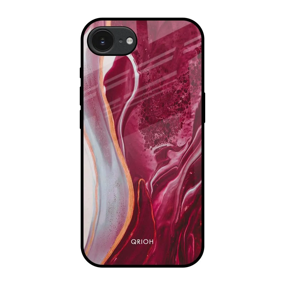 Crimson Ruby Glass Case for Apple iPhone 16e Hybrid Grip Finish Hybrid Pattern Design
