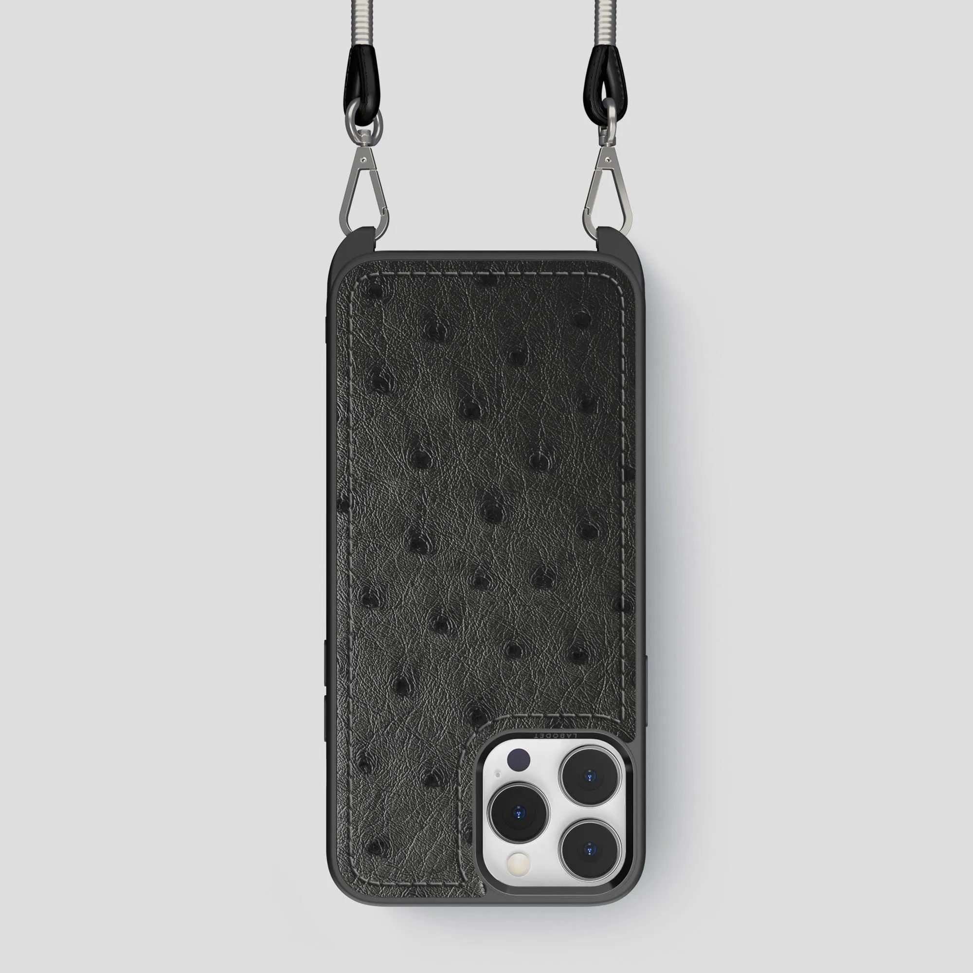 Crossbody Sport Case For iPhone 15 Pro In Ostrich Smooth Craft Futuristic style