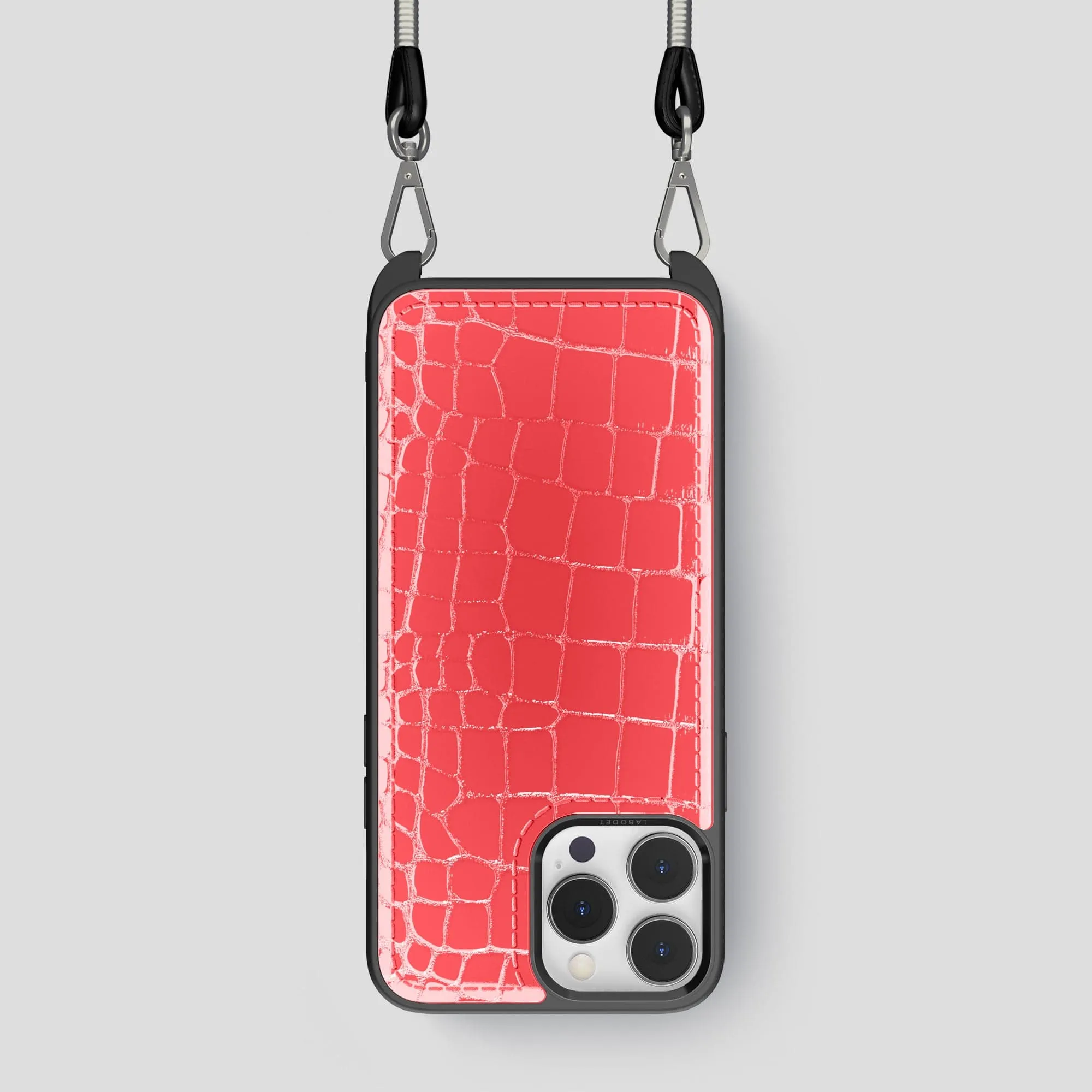 Crossbody Sport Case For iPhone 15 Pro In Shiny Alligator Soft Finish Layer Modern Form