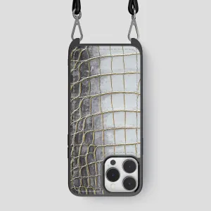 Crossbody Sport Case For iPhone 15 Pro Max In Himalayan Crocodile Scratch Resistant Flexible Material