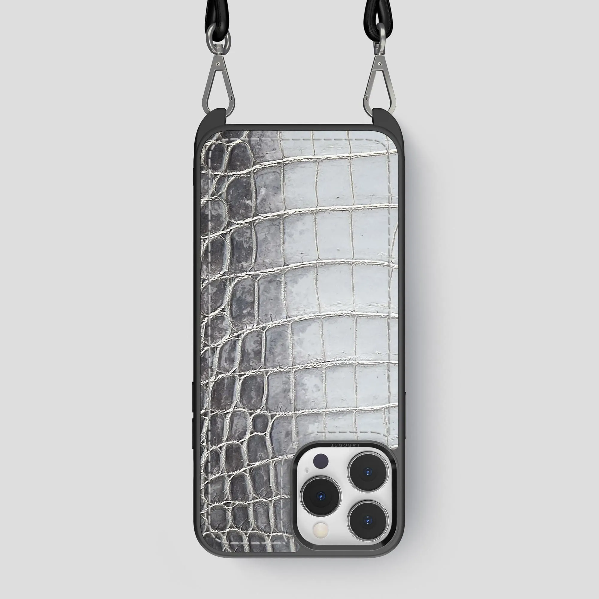 Crystal Finish Classic Style Crossbody Sport Case For iPhone 15 Pro Max In Himalayan Crocodile