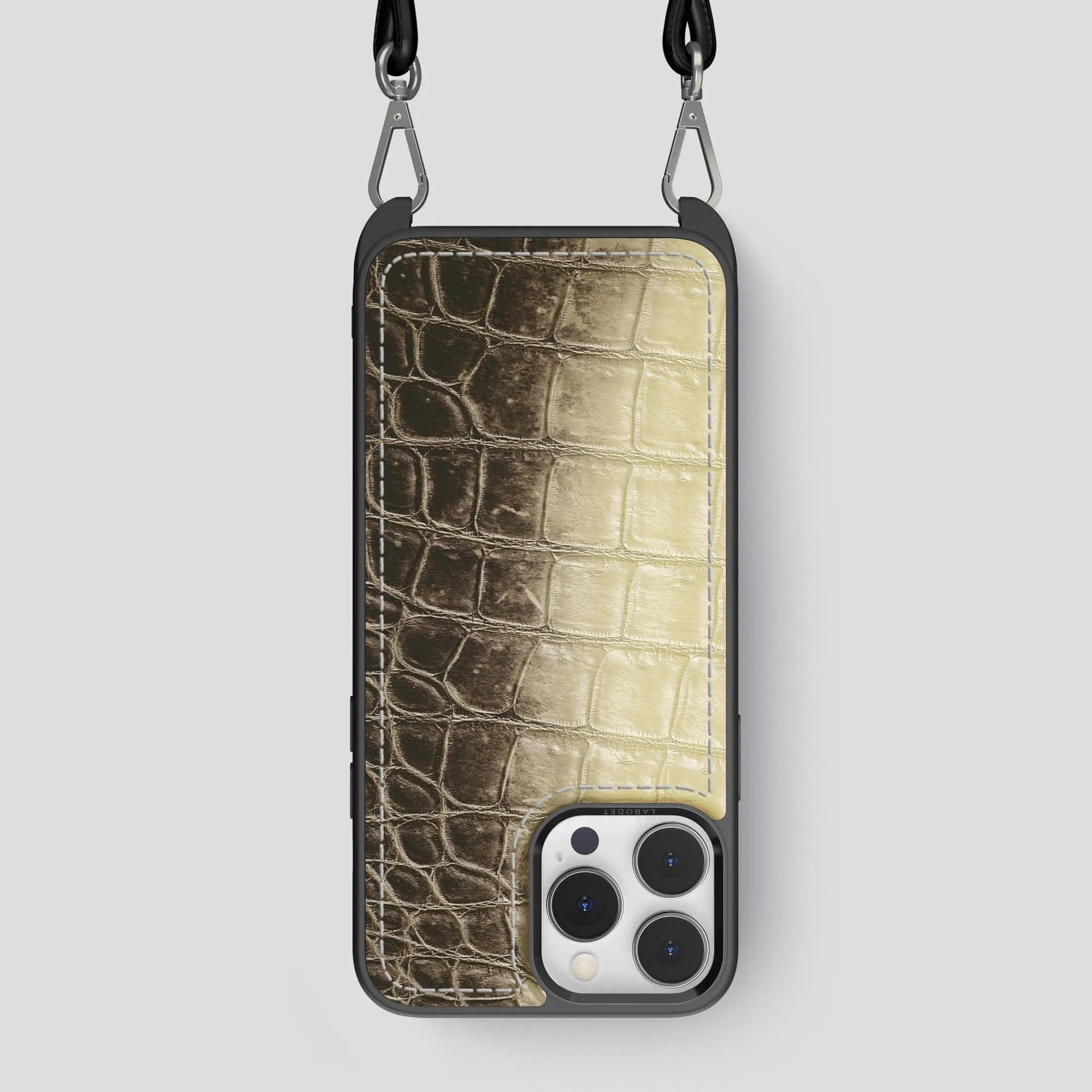 Crossbody Sport Case For iPhone 15 Pro Max In Himalayan Crocodile Gloss Surface Layer Modern Function