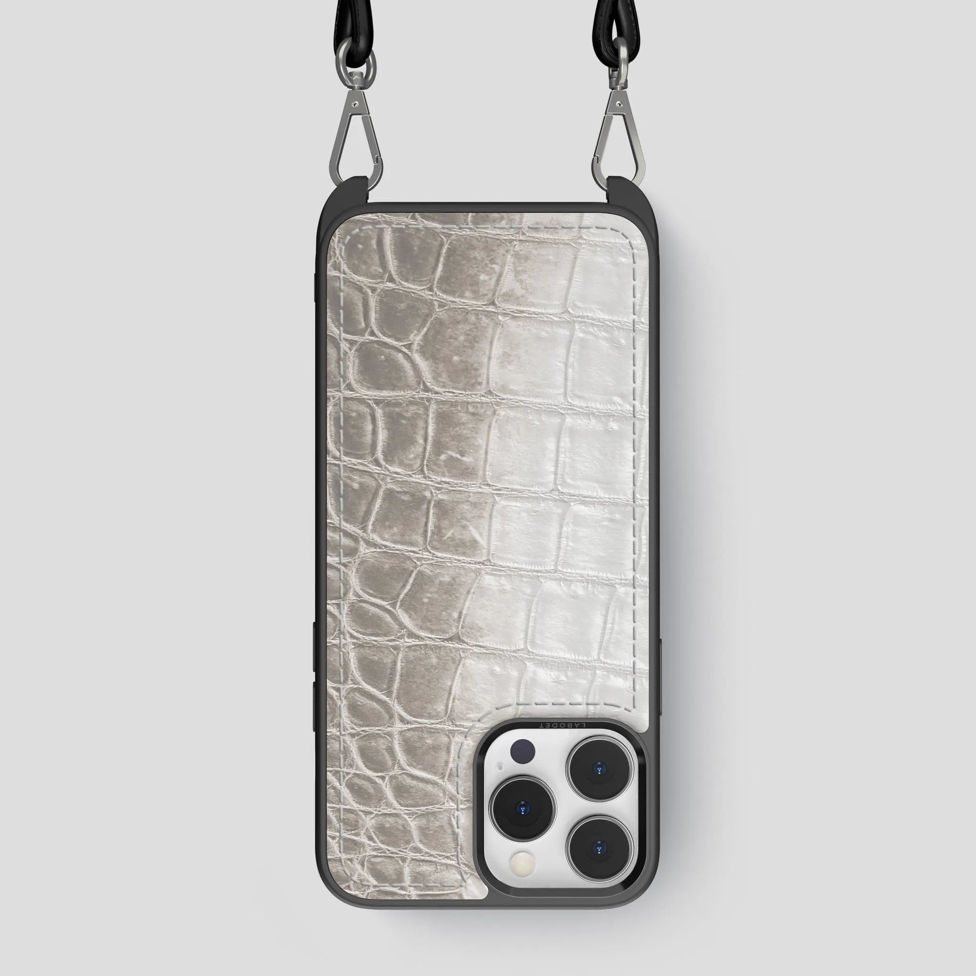 Practical Look Sleek Profile Crossbody Sport Case For iPhone 15 Pro Max In Himalayan Crocodile