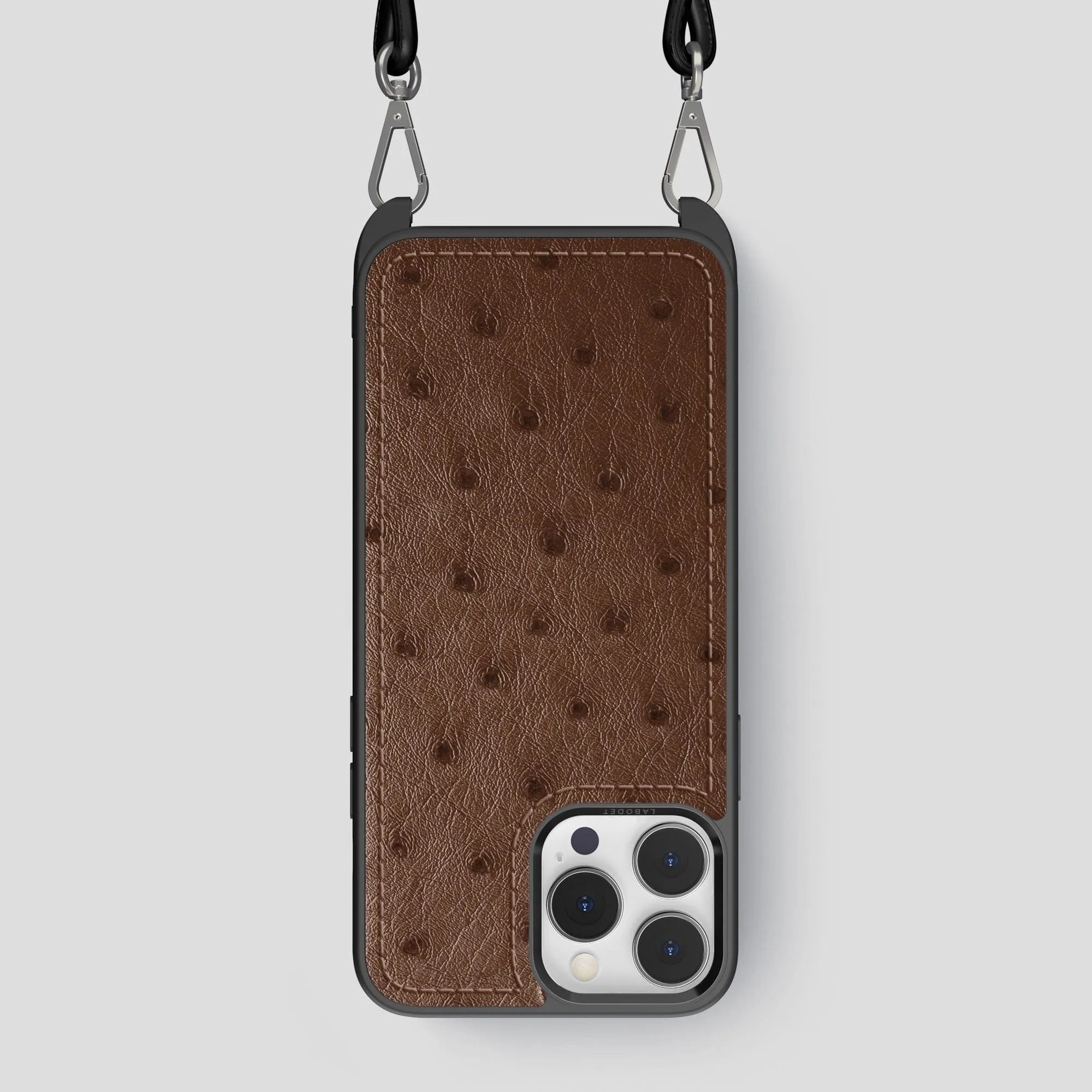 Hybrid Pattern Texture Crossbody Sport Case For iPhone 15 Pro Max In Ostrich